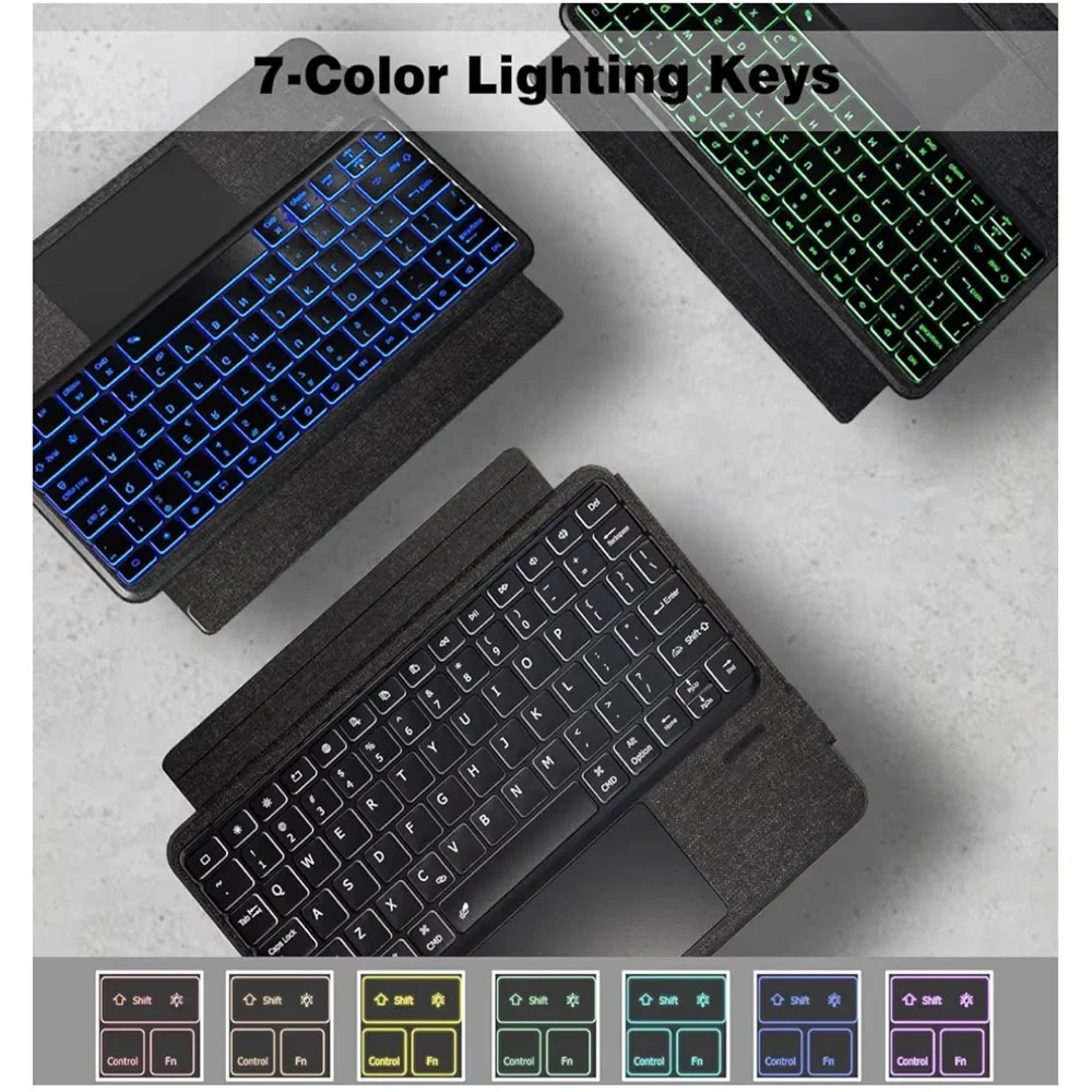 Keyboard Folio for iPad Pro 11-inch (M4) 2024 Case Detachable 7 Color Backlight